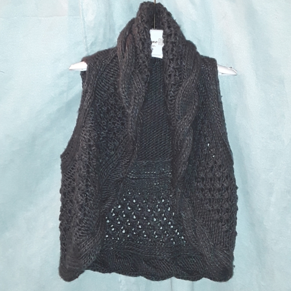 Mocha gray crochet wool/acrylic vest/ shrug